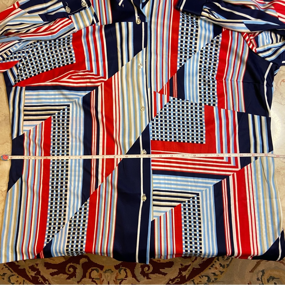 Vintage 70s Blouse Size 1X Red White Blue - Picture 8 of 11